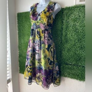 Ann Taylor Vibrant Floral Sleeveless Midi Dress